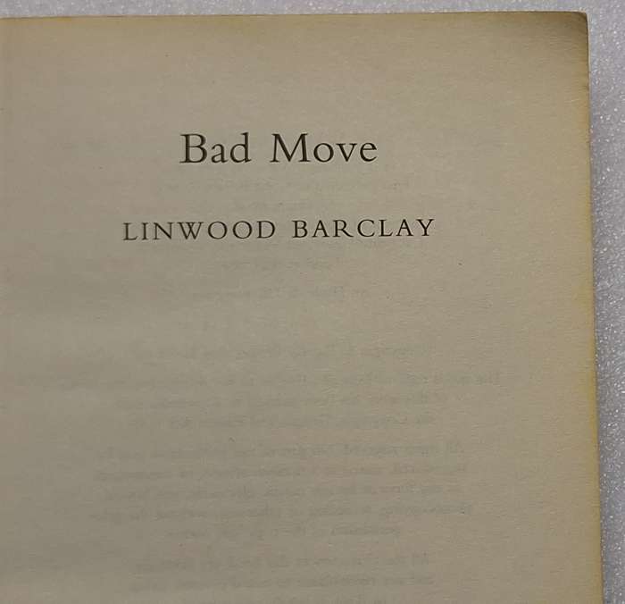 Bad Move by Linwood Barclay A Zack Walker Mystery No 1 Paperback