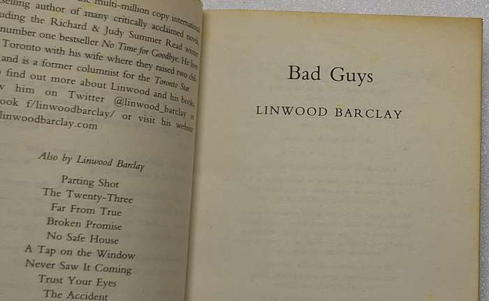 Bad Guys by Linwood Barclay A Zack Walker Mystery No 2 Paperback
