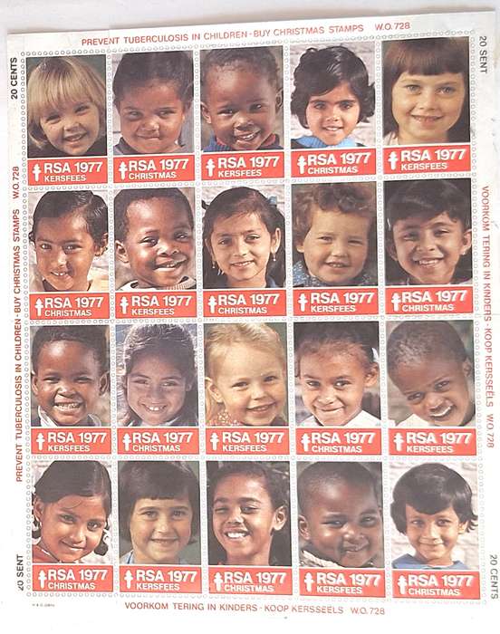 South Africa 1977 Christmas TB Charity Stamps Sheet of 20 Stamps