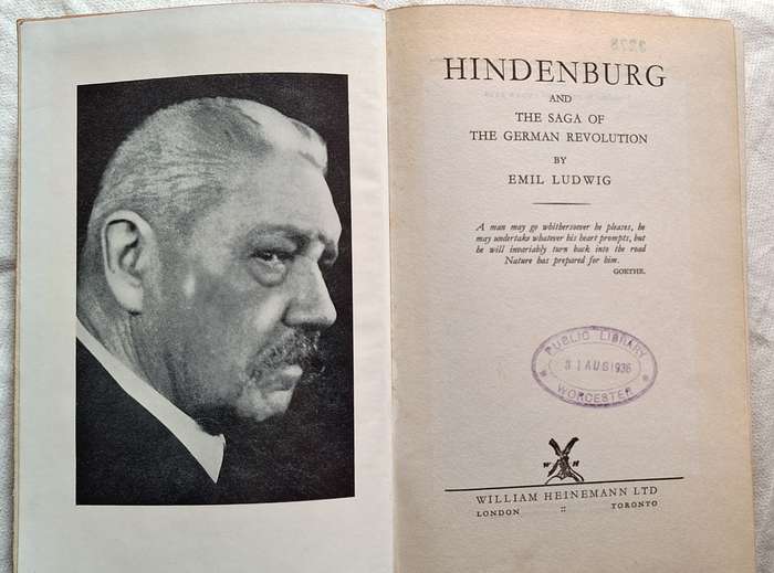 Hindenburg and the Saga of the German Revolution by Emil Ludwig Hardcover 1935 Numbered copy