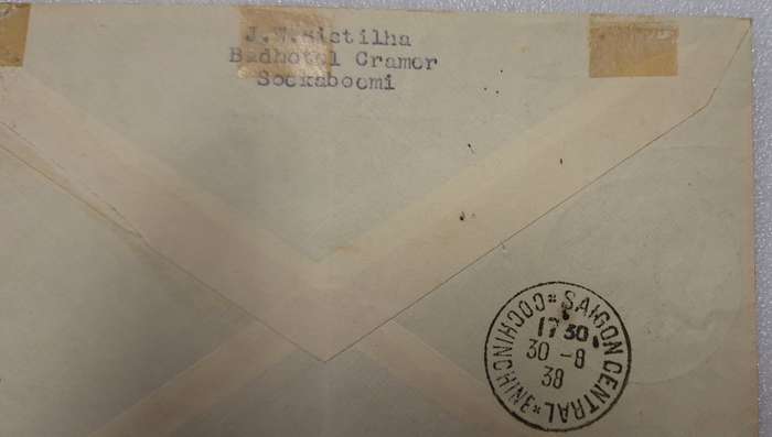 Nederlands Indie - First Flight Cover : KNILM - 20 AUGUST 1938 : Batavia-Singapore-Saigon