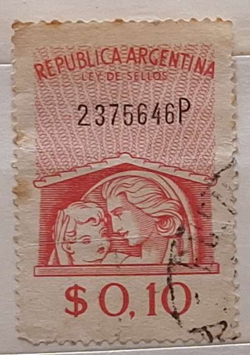 Argentina 1940's Peronist Government Tax / Revenue 1 Used stamp