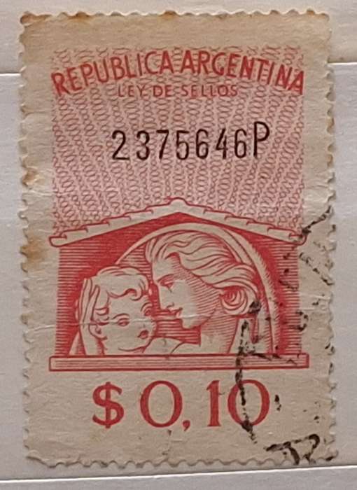 Argentina 1940's Peronist Government Tax / Revenue 1 Used stamp