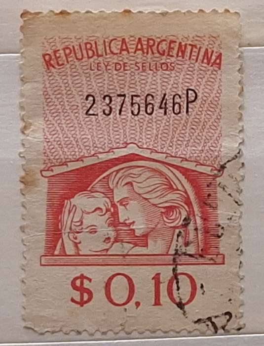 Argentina 1940's Peronist Government Tax / Revenue 1 Used stamp