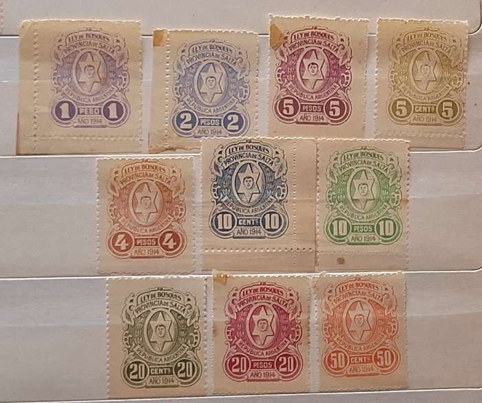 Argentina SALTA Local Revenue Stamps LEY DE BOSQUES Forest Tax 1914 10 Unused stamps