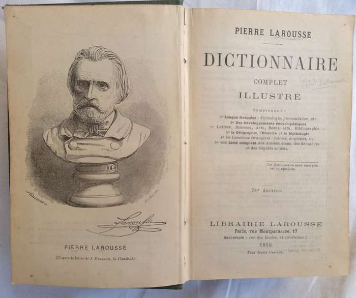 Pierre Larousse Dictionnaire Complet Illustre Hardcover 1895