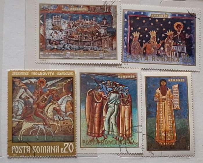 Romania 1969-71 Paintings 5 Cancelled Hinged stamps