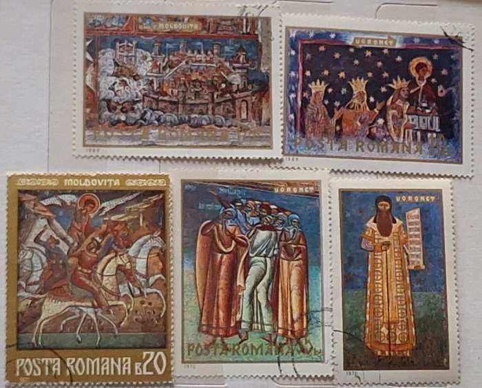 Romania 1969-71 Paintings 5 Cancelled Hinged stamps