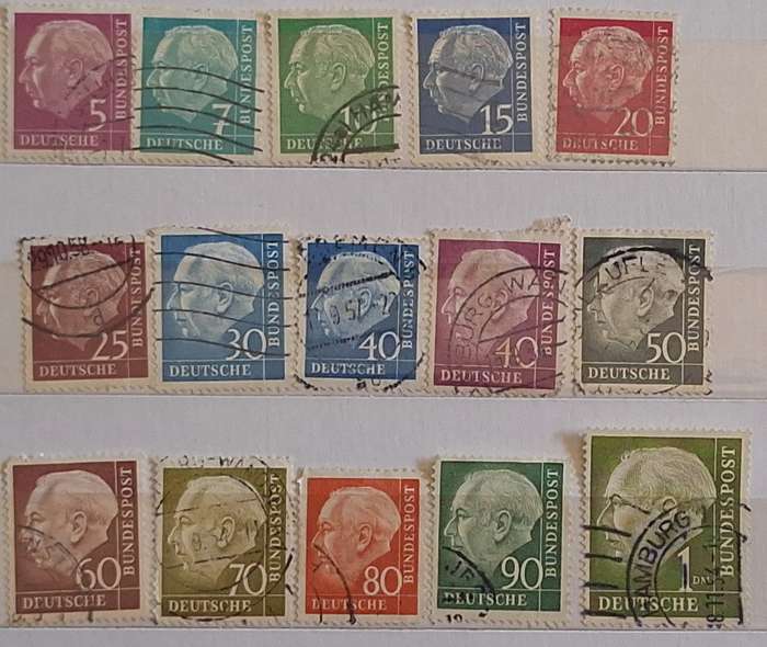 Germany Deutsche Bundespost 1954 President Heuss 15 Used stamps