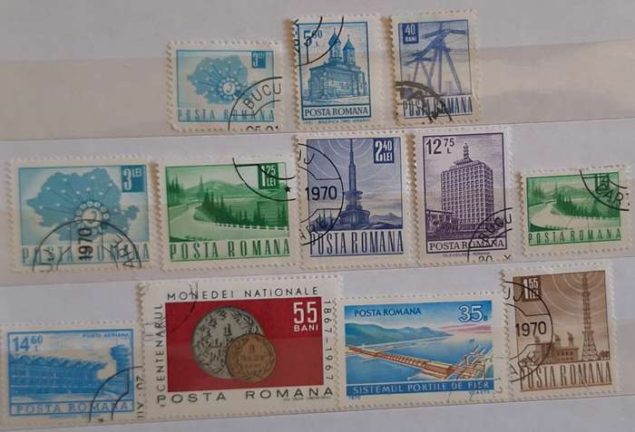 Romania Mixed Lot of  12 Used some Hinged stamps