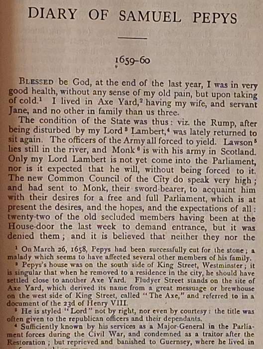 Diary of Samuel Pepys Biography Ed: Ernest Rhys Vol 1 Hardcover Reprint 1930