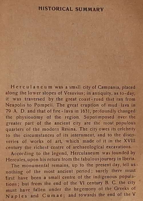 A Companion to the Visit of Herculaneum by Amedeo Maiuri Soft Cover 1944