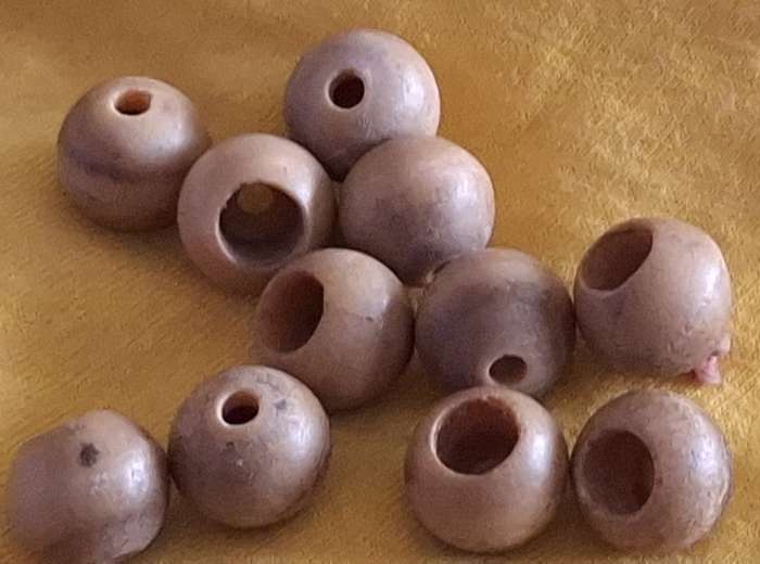Wooden Beads with One Large and One Small Hole (25 in packet)