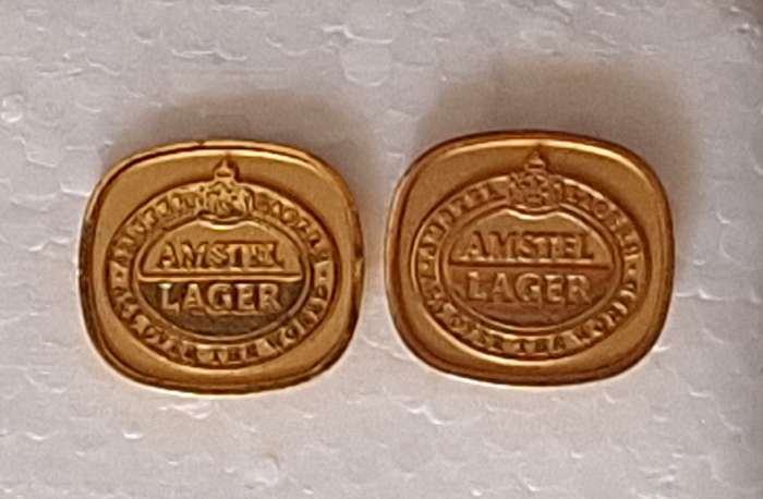 Pair Amstel Lager Plated Cufflinks