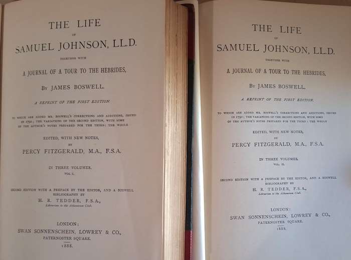 The Life of Samuel Johnson by James Boswell 1888 Reprint Vol 1 and Vol 2