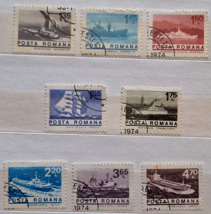 Romania 1974 Ships Set of 8 Used stamps