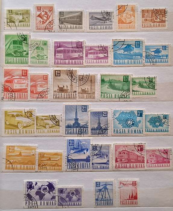Romania 1967 Post and Transport Set with Large and Small stamps (34 in total)