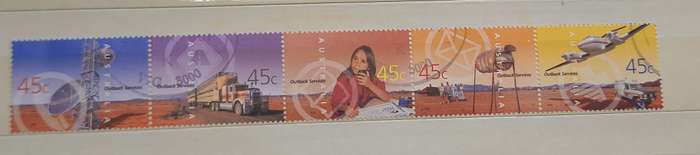 Australia 2001 Outback Services 1 Strip of 5 Cancelled Hinged stamps