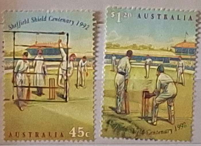 Australia 1992 Centenary of Sheffield Shield Cricket Set of 2 Used Hinged stamps