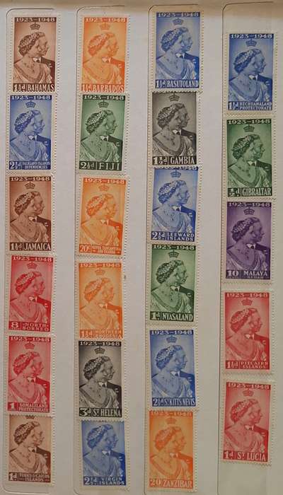 1948 The Silver Wedding King George and Queen Elizabeth 46 Various 1d Mint Onmibus stamps
