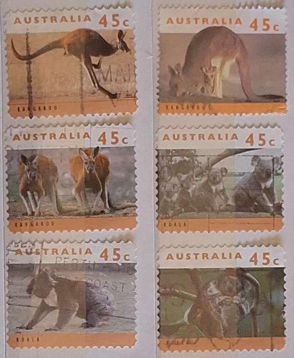 Australia 1994 Kangaroos and Kaolas Set of 6 Used Hinged stamps