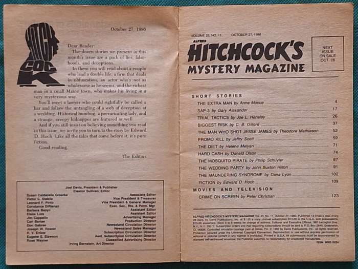 Alfred Hitchcock's Mystery Magazine Vol. 25 No. 11 October 1980