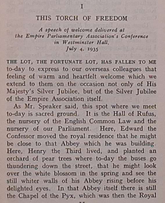 This Torch of Freedom by Stanley Baldwin Hardcover 1937 Fourth Edition