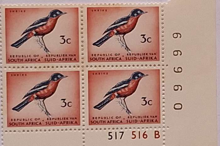 RSA 1973 Shrike Mint Control Block of 4 18 516 B