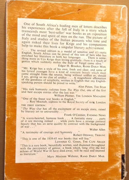 The Way Out by Uys Krige Paperback Revised Edition 1966 Reprint Vincenzo Petrella signature