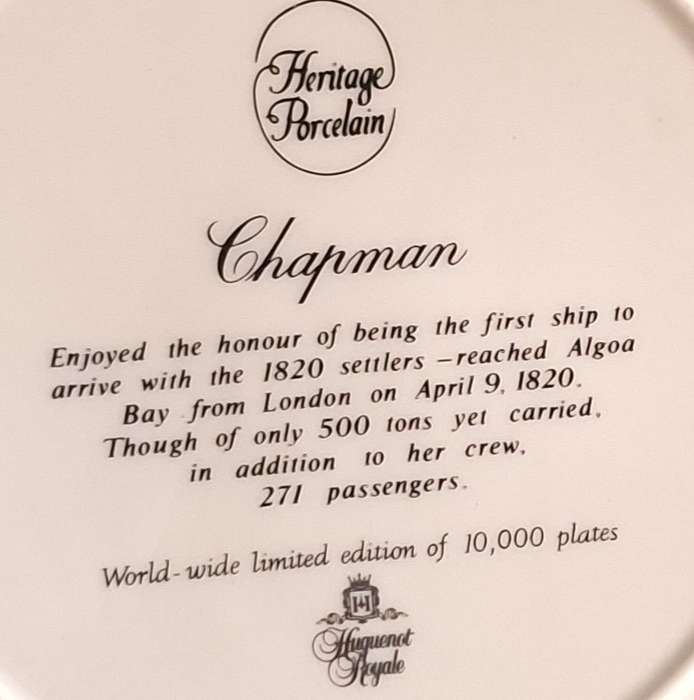 Heritage Porcelain Limited Edition Plate of Chapman