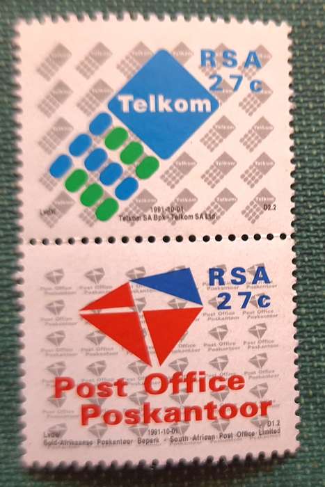 South Africa 1991 Post Office and Telkom Pair of Mint stamps