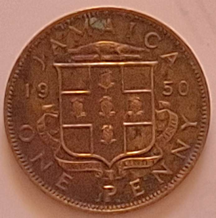 Jamaica 1950 George VI One penny Nickel brass