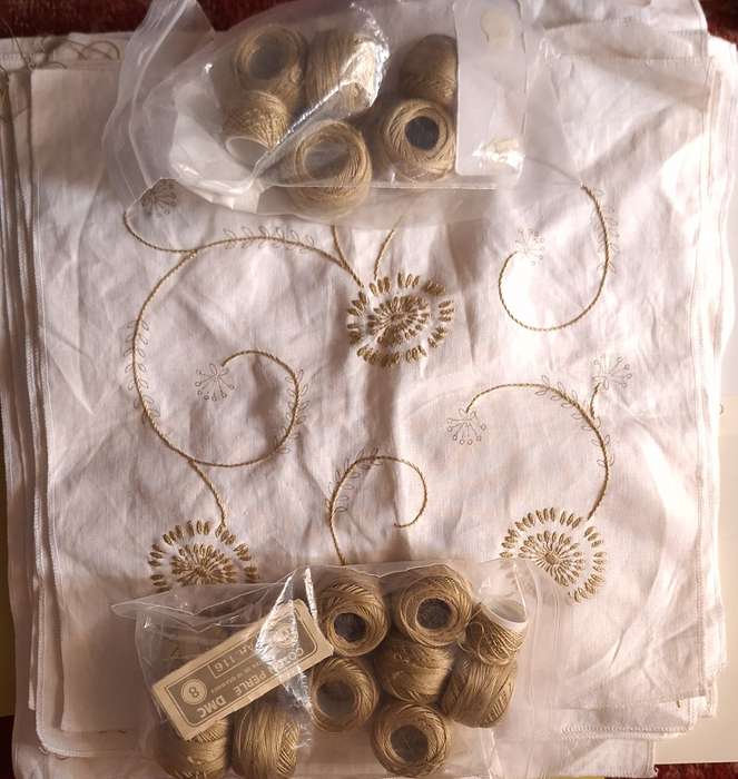 24 Linen Embroidery Squares for Table Cloth or Cushion Covers