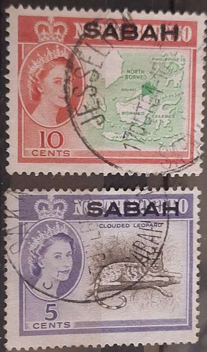 North Borneo Elizabeth II 1964 Overprint SABAH 2 Used stamps