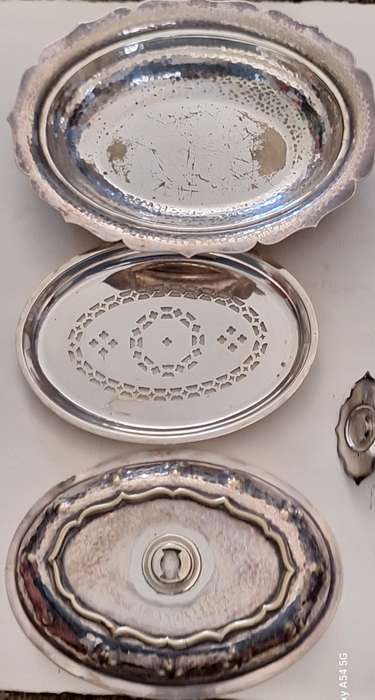 Vintage Princes Plate Three Piece Lidded Oval Serving Dish with Drip Tray by Mappin & Webb