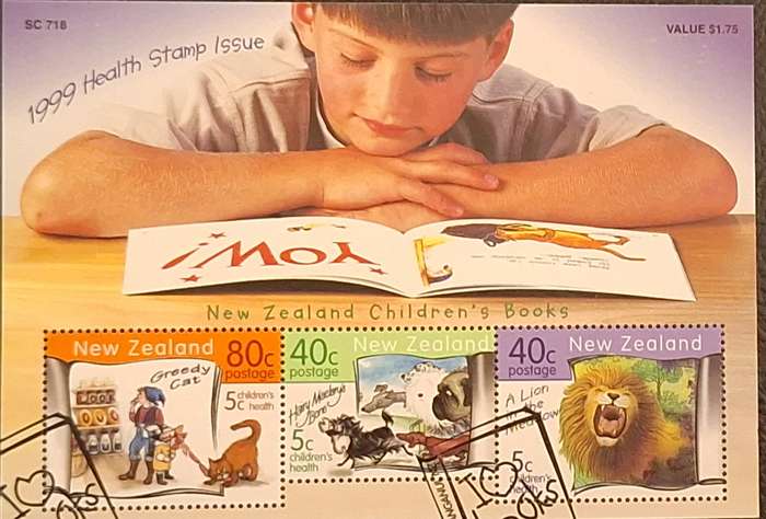 New Zealand 1999 Health Issue Children's Books 1 Cancelled Hinged Miniature Sheet