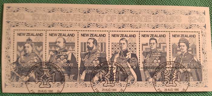 New Zealand 1990 Stamp Anniversary 1 Cancelled Hinged Miniature Sheet