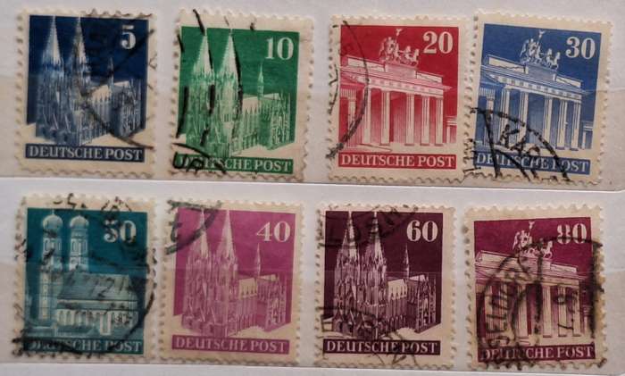 Germany: Allied Occupation 1948 Buildings Part Set 8 Used Hinged stamps