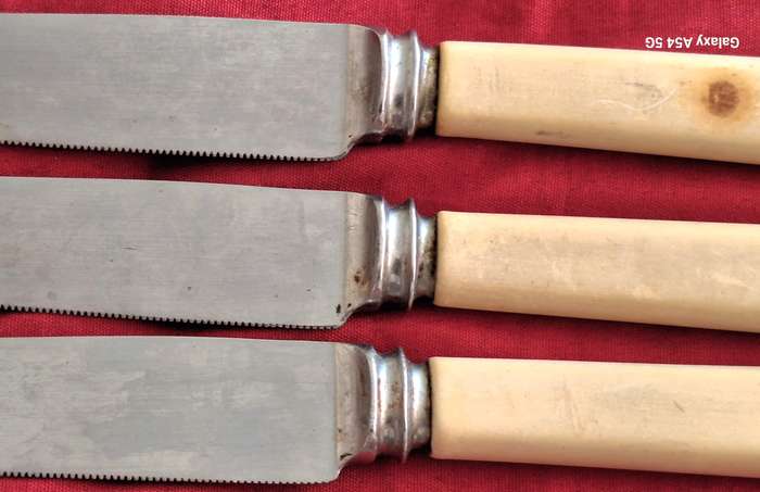 3 Knives Faux Bone Handles No Makers Name