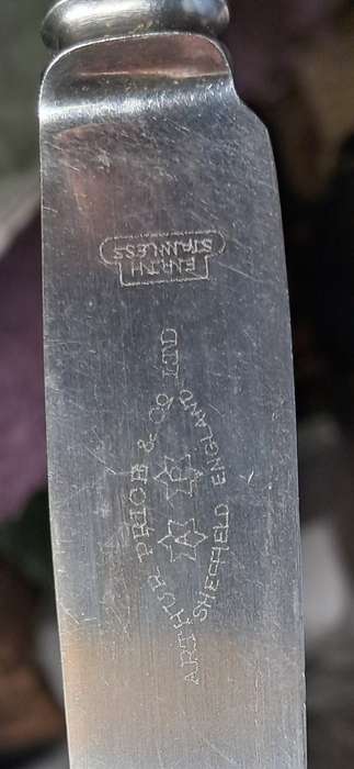 2 Vintage Arthur Price & Co Ltd Sheffield Stainless Table Knives with Faux Bone Handle