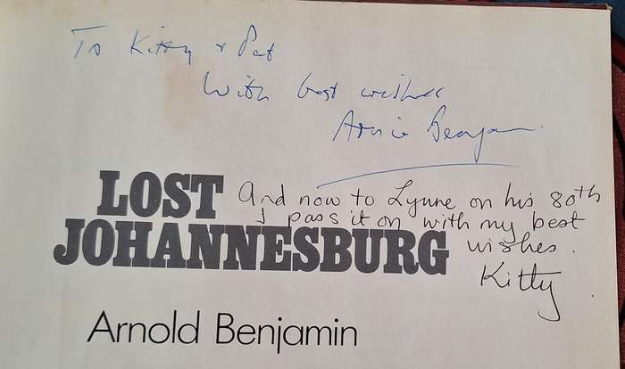 Lost Johannesburg by Arnold Benjamin Hardcover 1979 Inscribed by Author