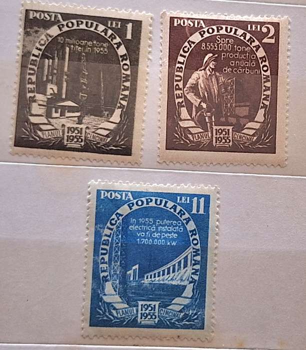 Romania 1952 5 Year Plan 3 Unused Hinged stamps