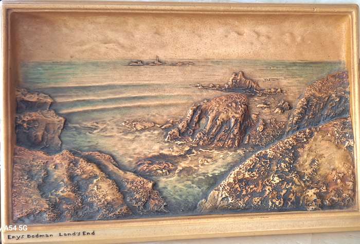 Osborne Ivorex Plaque of Land's End by Enys Dodman Made in England