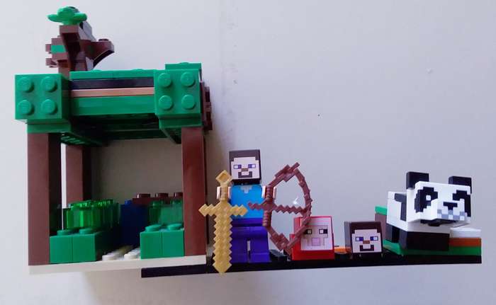 Minecraft Lego with Steve Minifigure and Baby Panda and Sheep Face