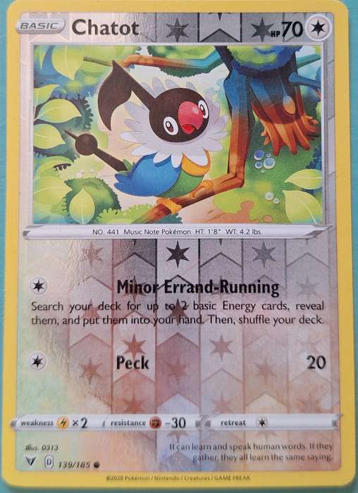 Pokemon 2020 139/185 Chatot Reverse Holo