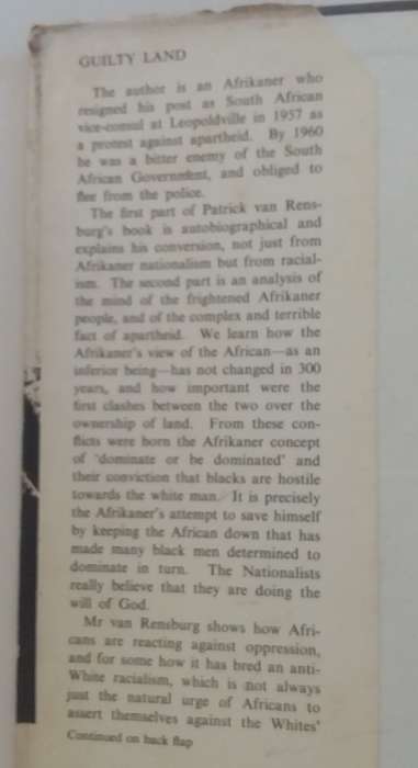 Guilty Land by Patrick Van Rensburg  Hardcover 1962