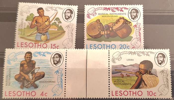Lesotho 1975 Traditional Musical Instruments Set of 4 Mint stamps