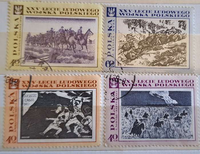 Poland 1968 Paintings of the Polish People's Army, 25 years 4 Cancelled Stamps