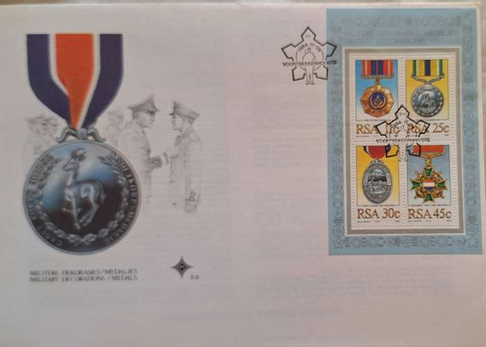 South Africa 1984 Military Decoration Medals FDC with Miniature Sheet