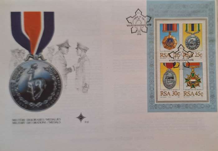 South Africa 1984 Military Decoration Medals FDC with Miniature Sheet